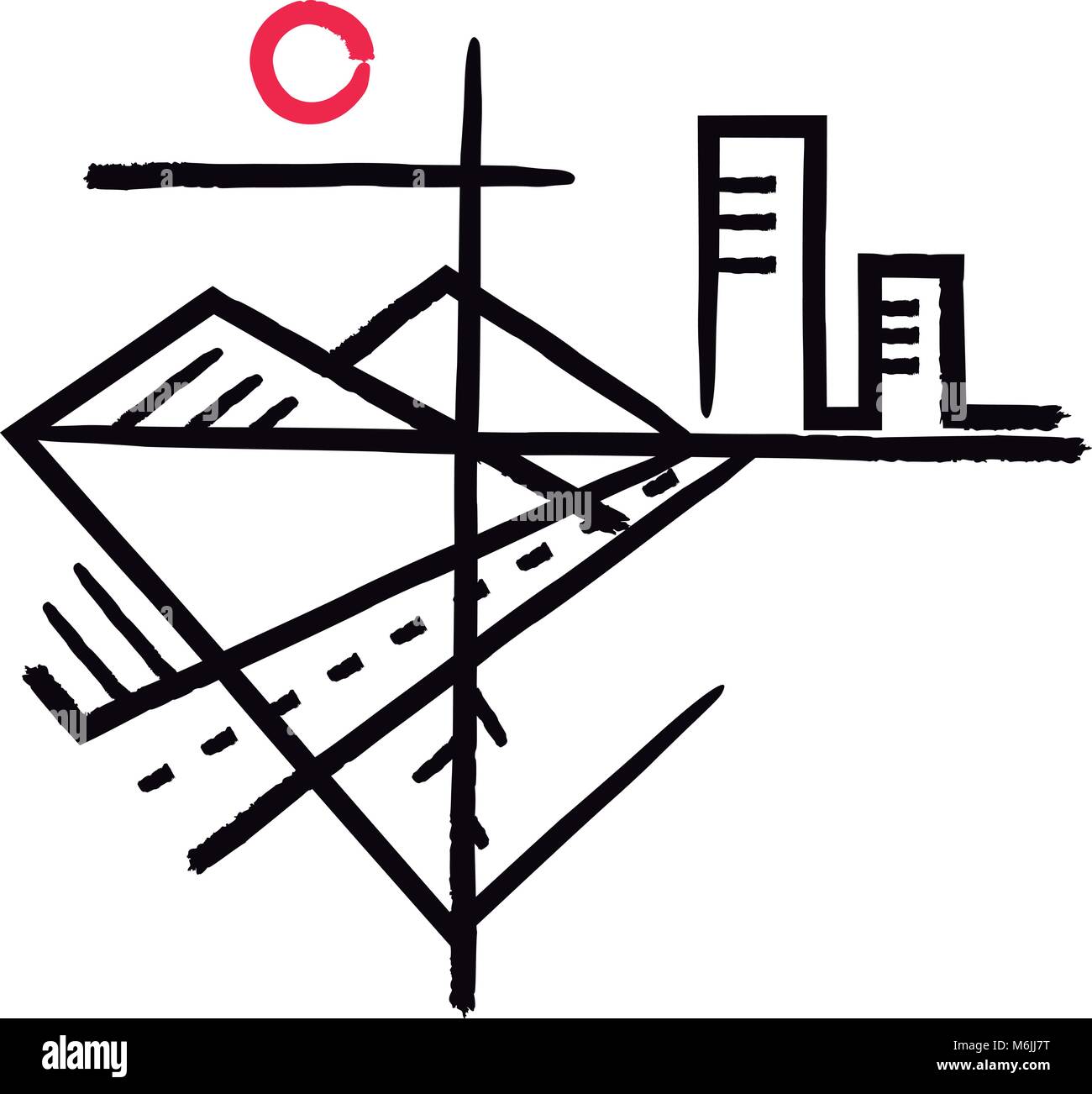 Hand drawn vector illustration ou dessin d'une croix et autres symboles religieux Illustration de Vecteur