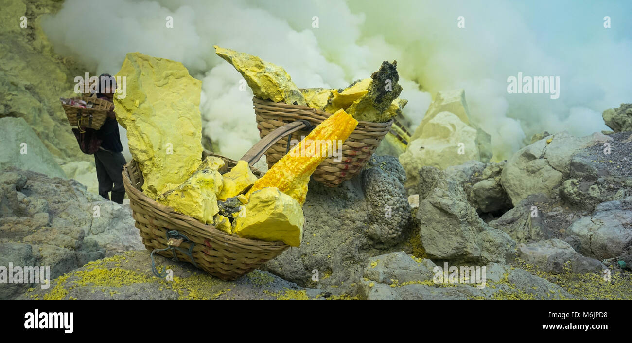 Soufre dans un panier Banque D'Images