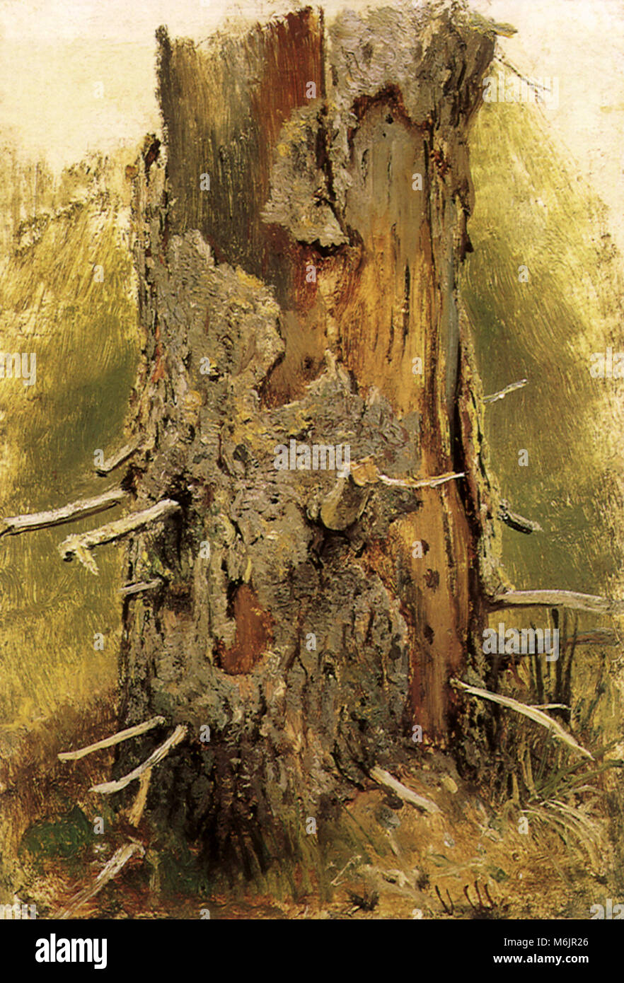 L'écorce sur un tronc d'arbre mort, Chichkine, Ivan, 1889. Banque D'Images
