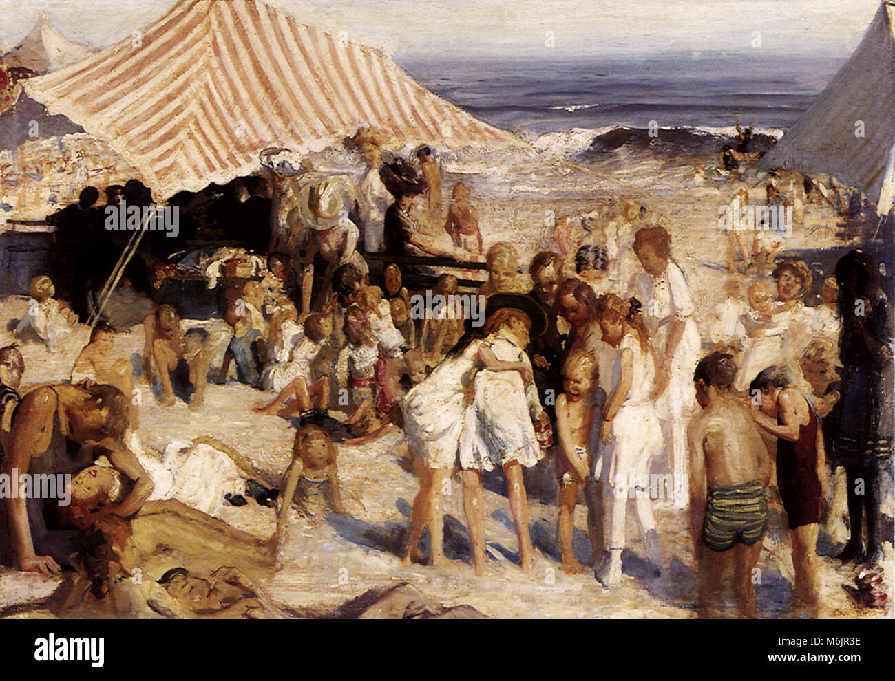 Plage de Coney Island, soufflets, George Wesley, 1909. Banque D'Images