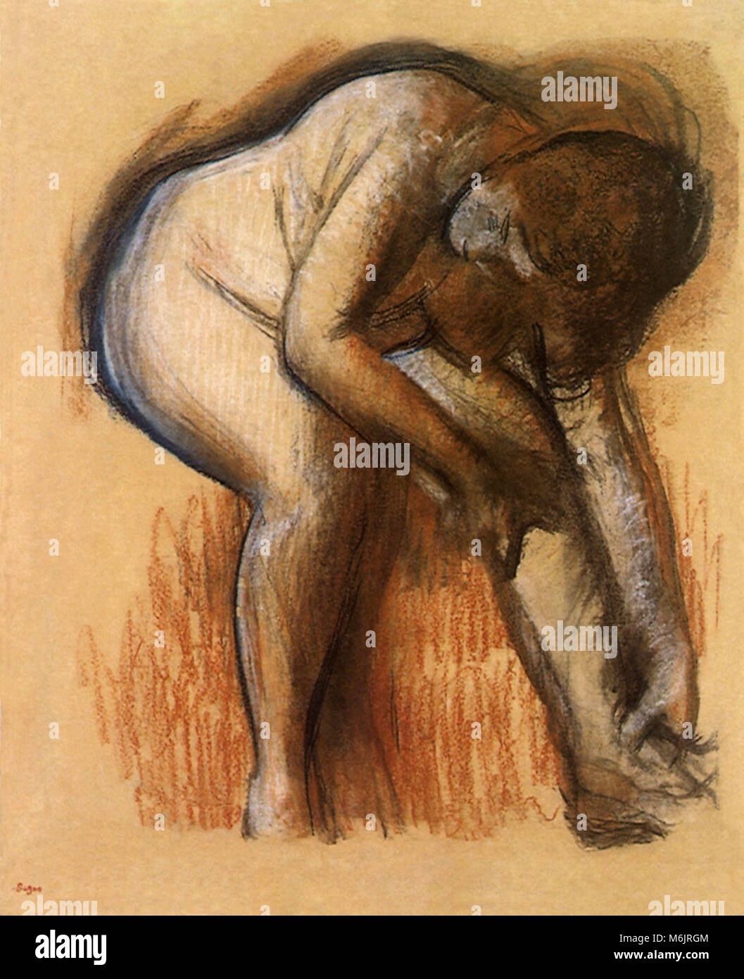 Après le bain, femme sa jambe de séchage, Degas, Edgar, 1903. Banque D'Images