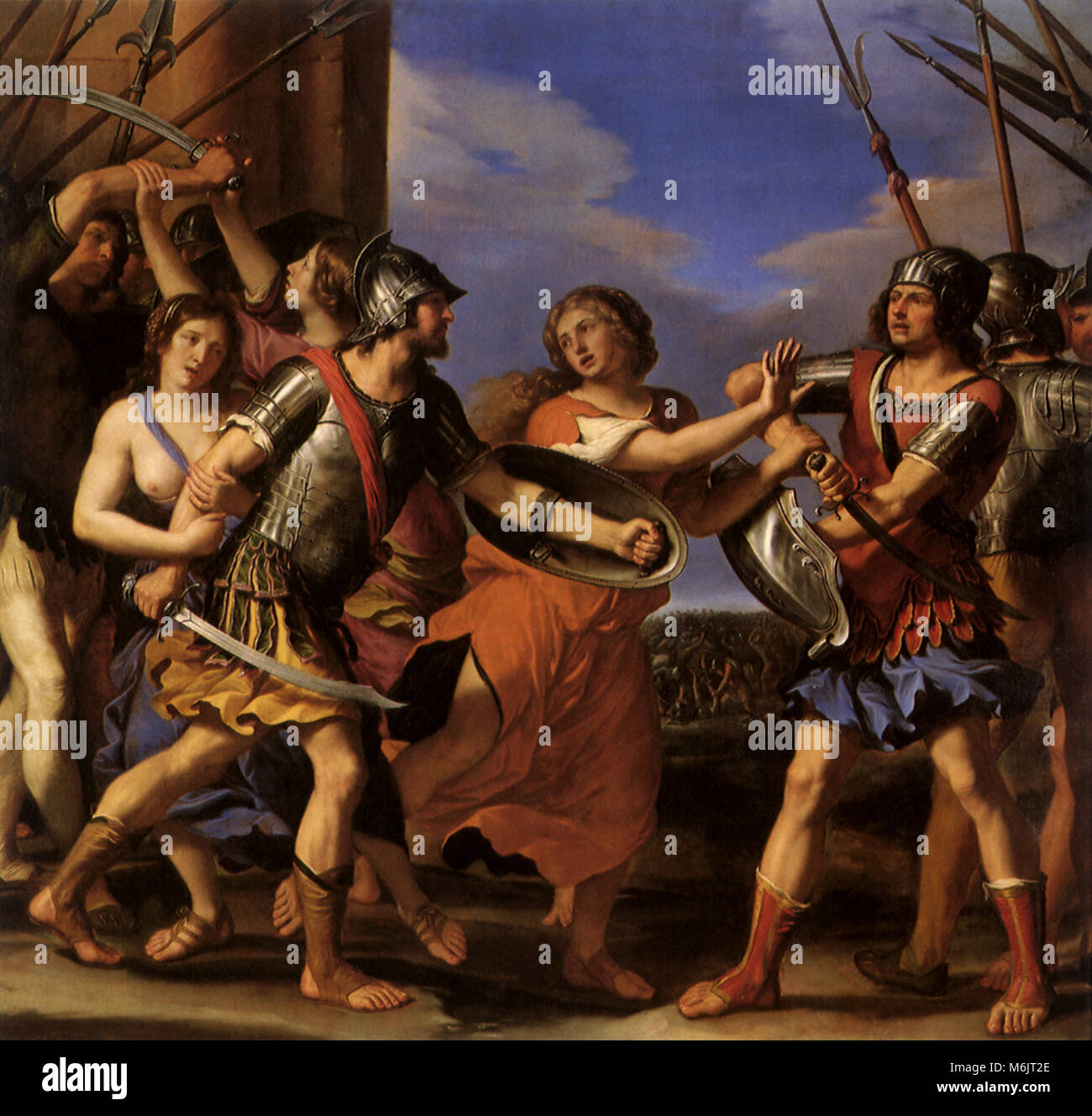 Hersilia séparant Romulus de Tatius, Giovanni Francesco Guercino, B, 1645. Banque D'Images