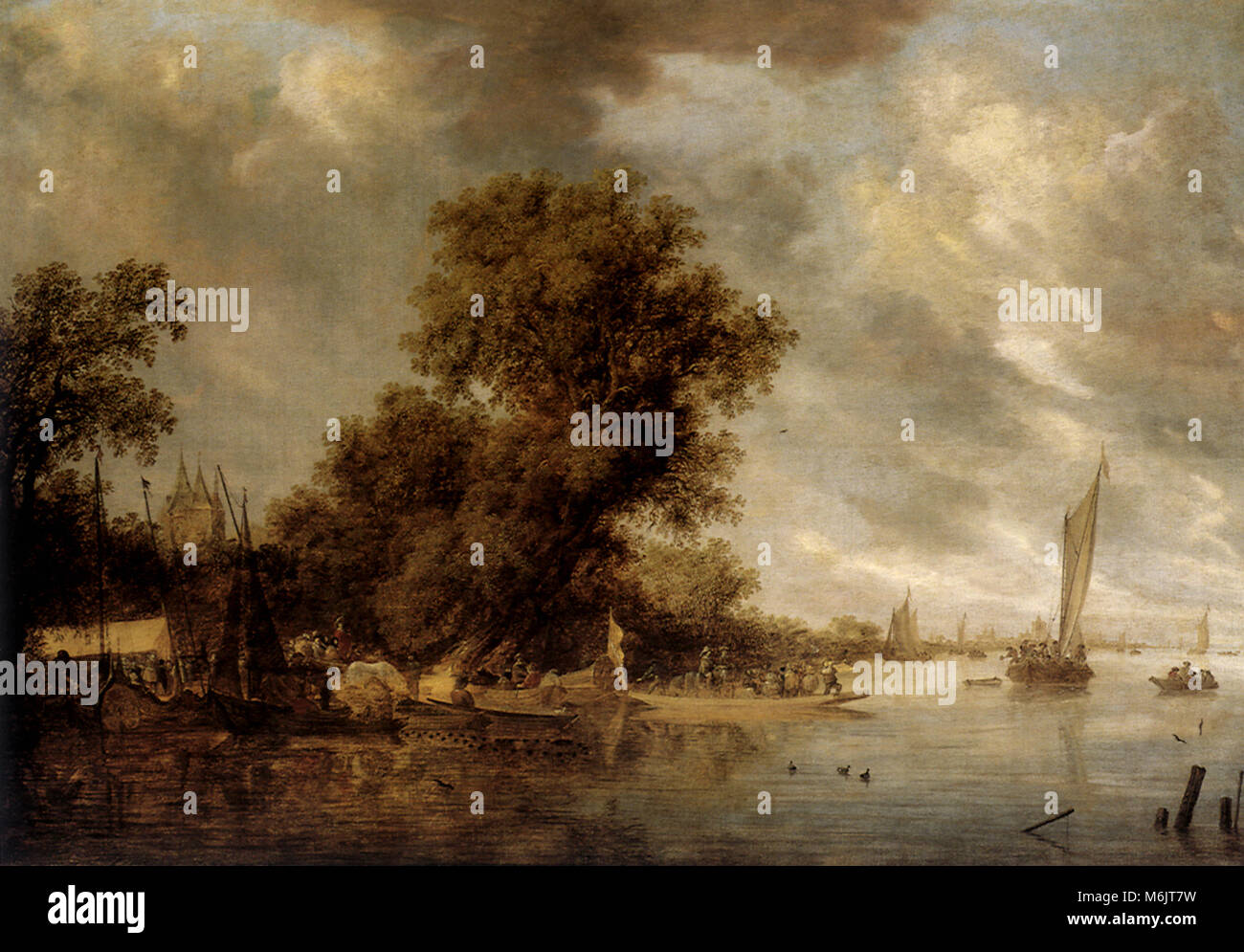 Rivière Paysage à Arnheim, Ruysdael, Salomom. Jacobsz van, 1642. Banque D'Images