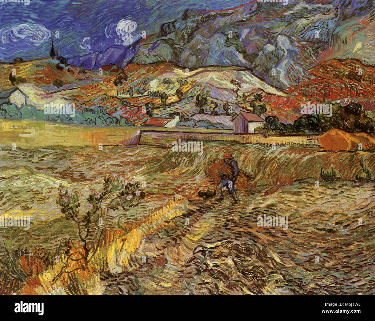 Paysage à Saint-Rémy, Van Gogh, Vincent Willem, 1889. Banque D'Images