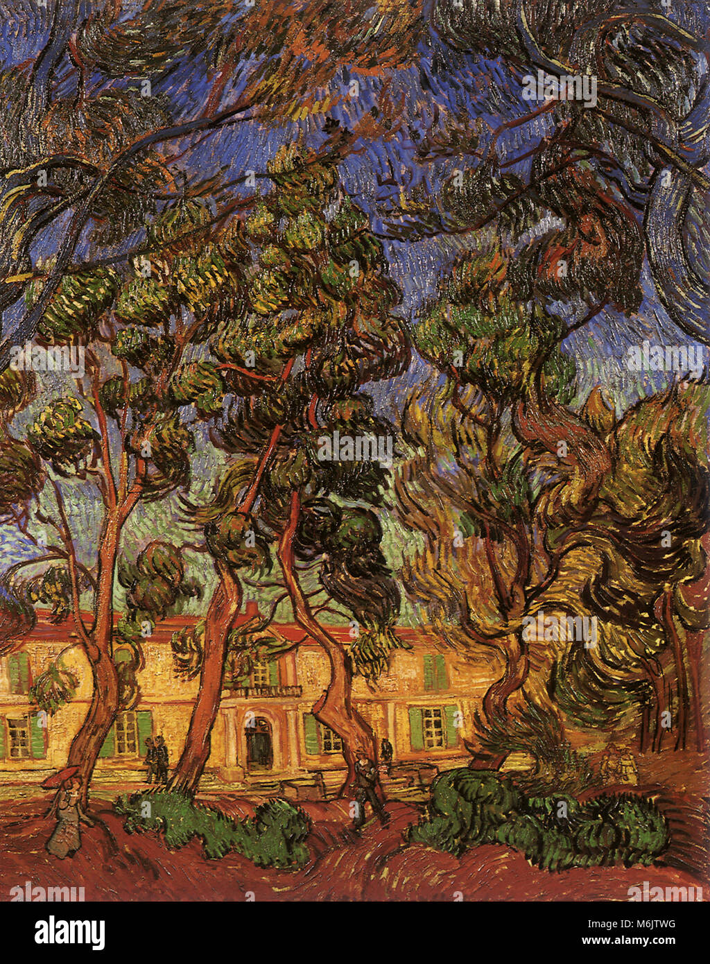 Les arbres en face de l'asile à Saint-Rémy, Van Gogh, Vincent Willem, 1889. Banque D'Images