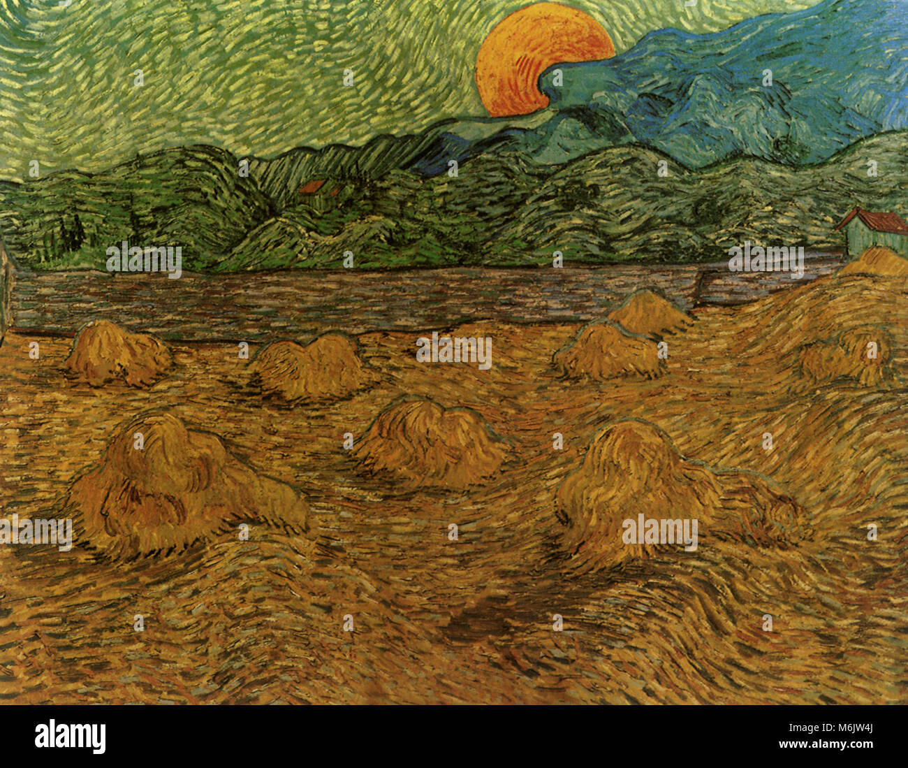Paysage du soir avec lever de lune, Van Gogh, Vincent Willem, 1889. Banque D'Images