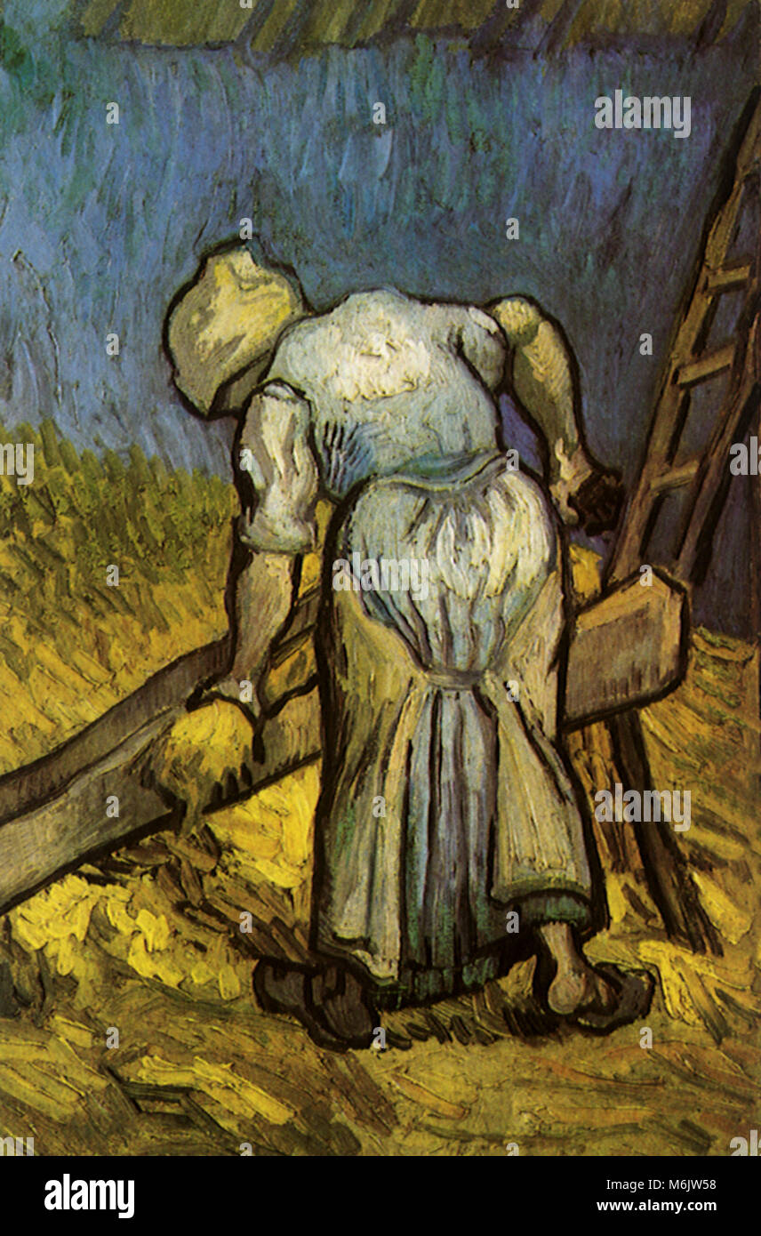 Coupe Femme paysanne la paille, Van Gogh, Vincent Willem, 1889. Banque D'Images
