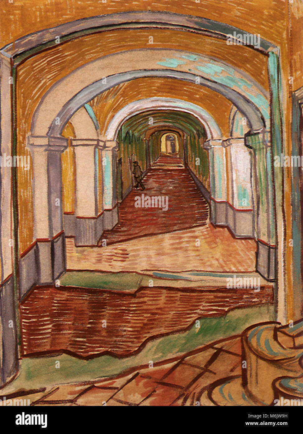 Un passage à l'hôpital Saint-Paul, Van Gogh, Vincent Willem, 1889. Banque D'Images
