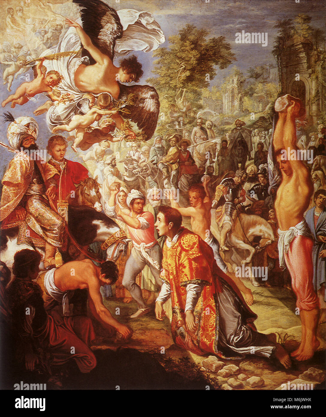 La lapidation de saint Etienne, Ambrosius Holbein, Adam, 1605. Banque D'Images