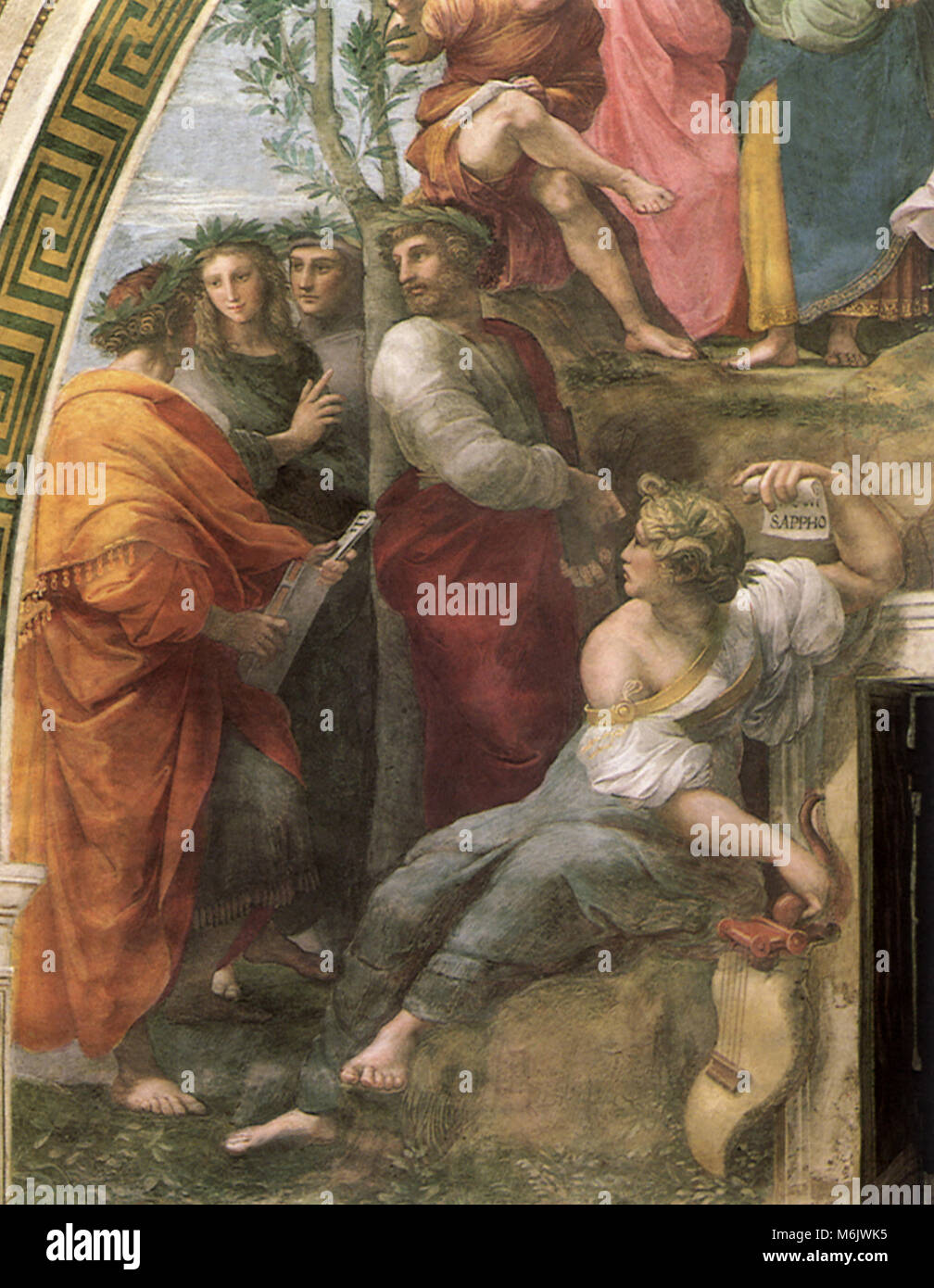 Parnasse, en bas à gauche, avec Sappho, Raphaël, Raffaello, S., 1510. Banque D'Images