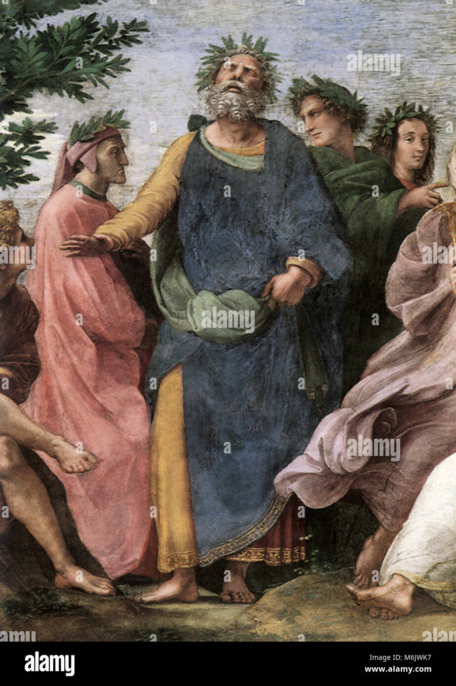 Parnasse, en haut à gauche, avec Homer, Raphaël, Raffaello, S., 1510. Banque D'Images