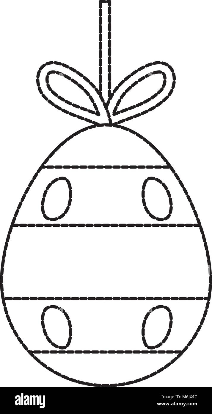 Oeufs de Pâques non colorés pendentif avec lignes et dot autocollant sur background vector illustration Illustration de Vecteur