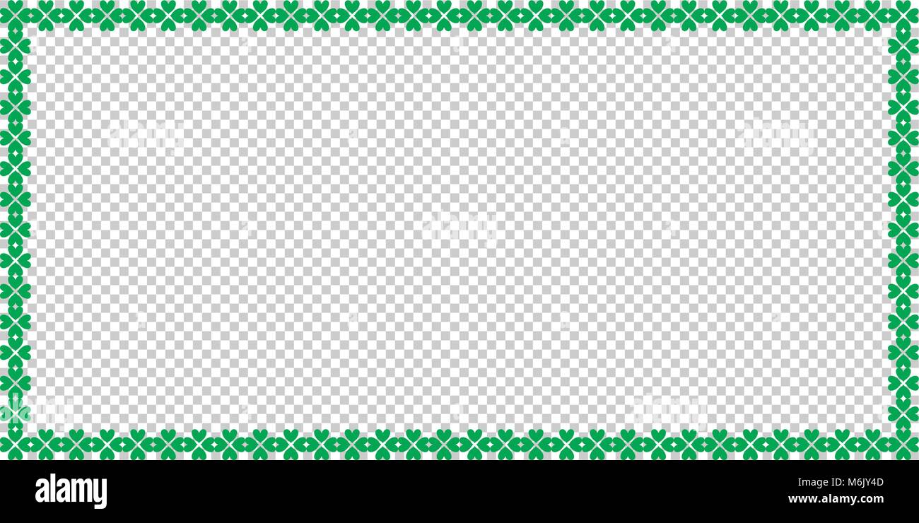 Saint Patricks Day frontière rectangle fait de trèfles clover avec emplacement pour un texte isolé sur fond transparent. Illustration vectorielle, gabarit, ba Illustration de Vecteur