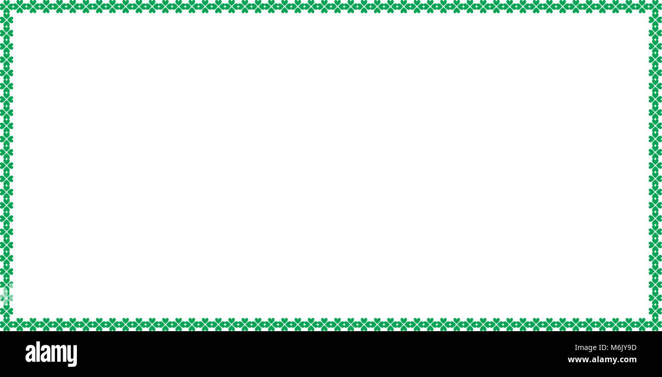 Saint Patricks Day frontière rectangle fait de trèfles clover avec emplacement pour un texte isolé sur fond blanc. Illustration vectorielle, gabarit, bannière, Illustration de Vecteur