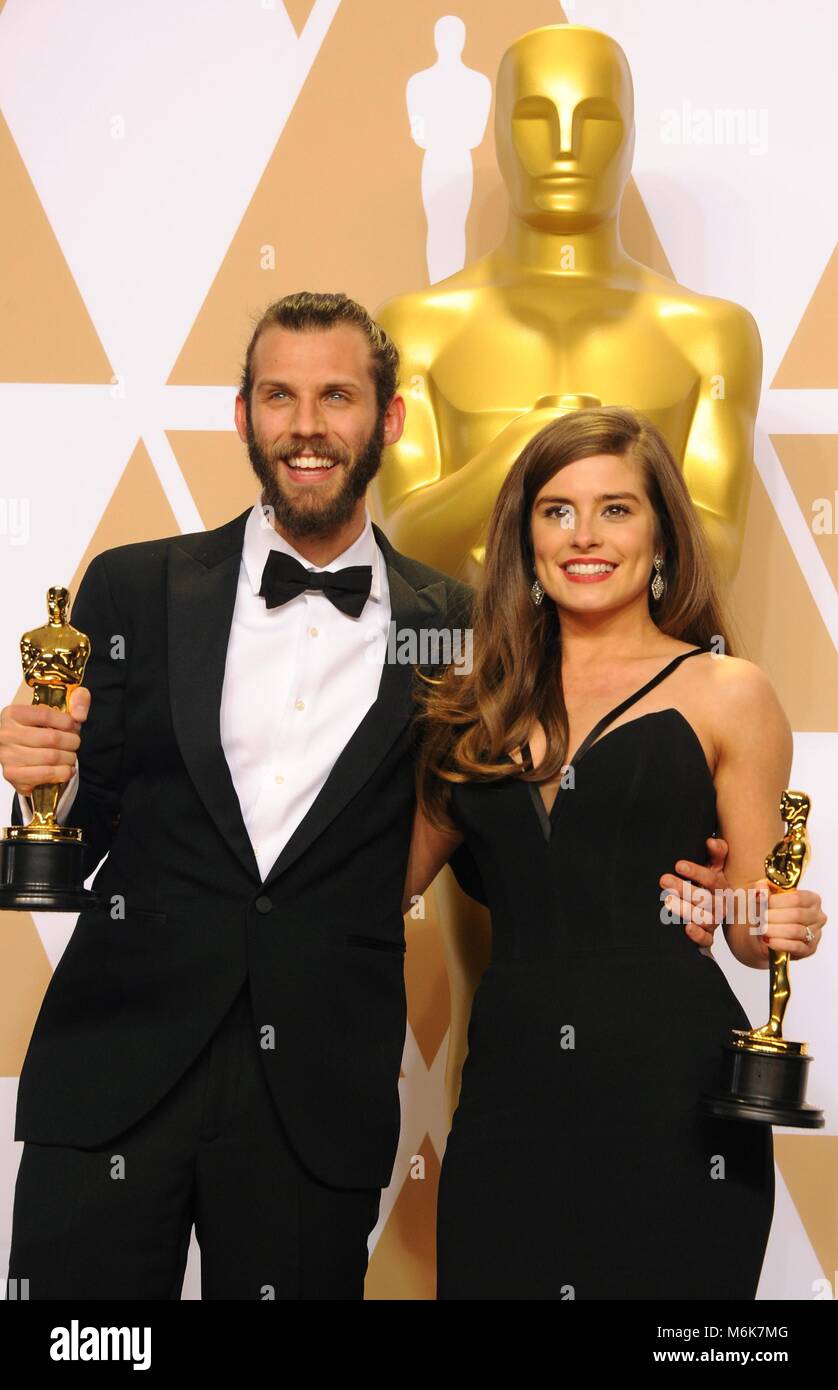 Los Angeles, CA, USA. 4e Mar, 2018. Chris Overton, Rachel Shenton dans la salle de presse pour le 90e Academy Awards - Salle de presse, le Kodak Theater à Hollywood et Highland Center, Los Angeles, CA 4 mars 2018. Credit : Elizabeth Goodenough/Everett Collection/Alamy Live News Banque D'Images