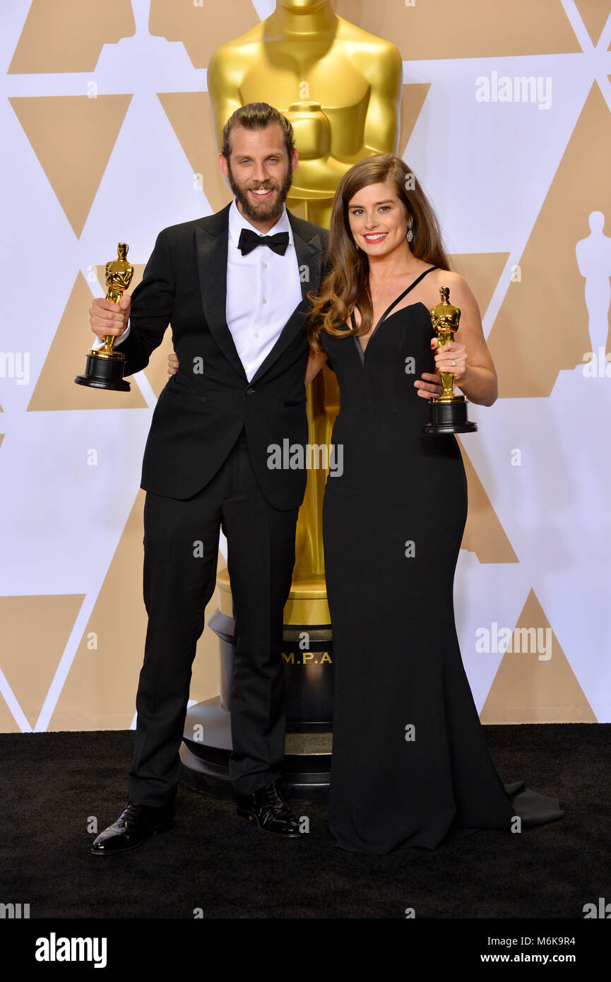 Los Angeles, Californie, USA. 4 mars, 2018. Chris Overton & Rachel Shenton lors de la 90e Academy Awards Awards au Dolby Theartre, Hollywood Photo : Sarah Stewart Crédit : Sarah Stewart/Alamy Live News Banque D'Images