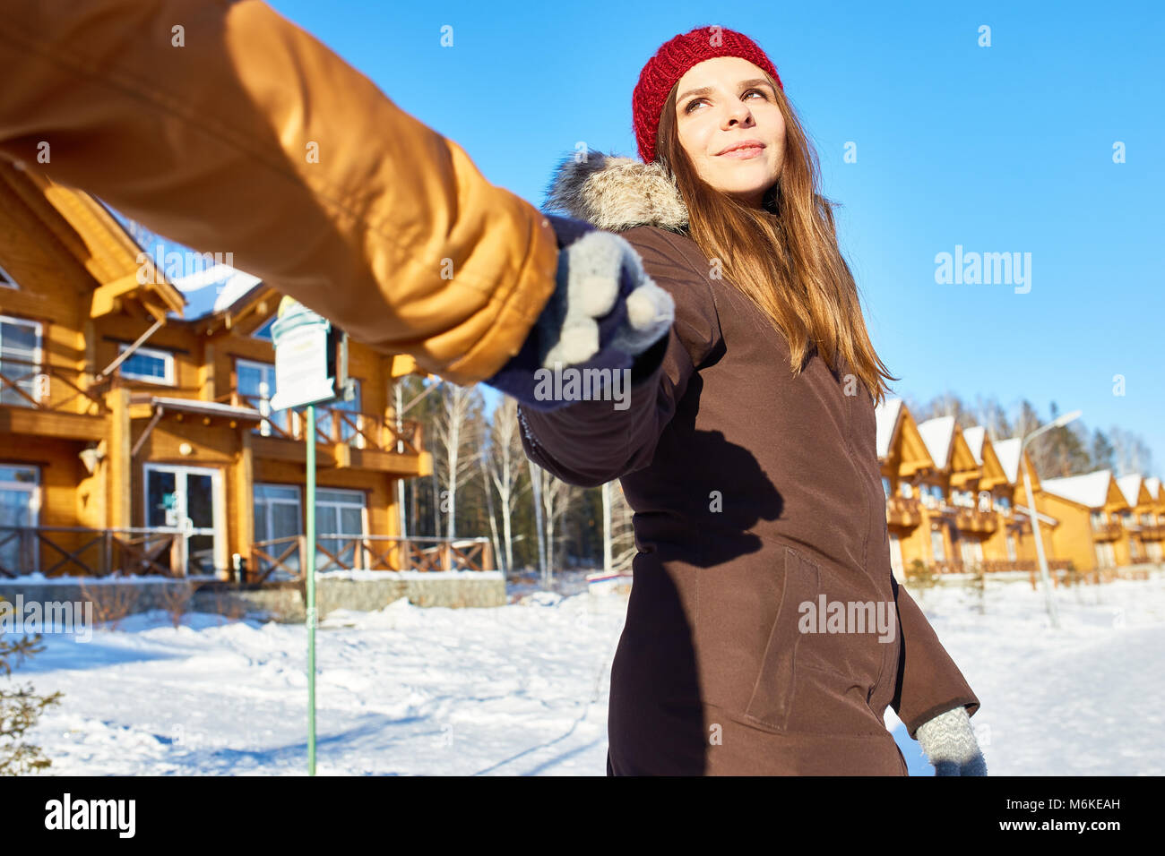 Le couple date d'hiver Banque D'Images