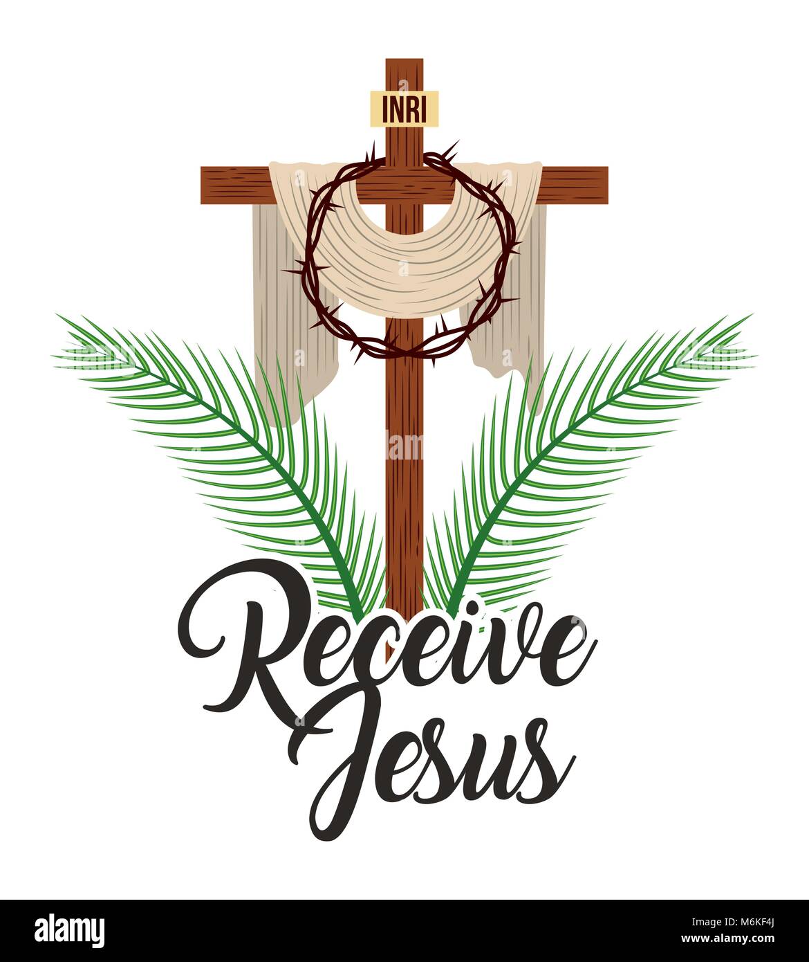 Recevoir Jésus croix sacrée et de la couronne d'épines Illustration de Vecteur