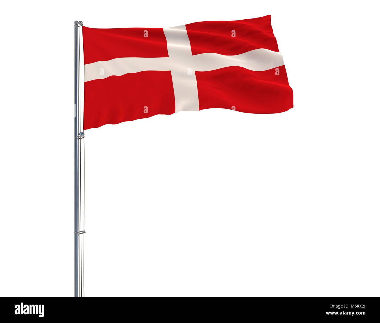 Pavillon de l'Ordre militaire souverain de Malte sur le mât voltigeant dans le vent sur un fond blanc Banque D'Images