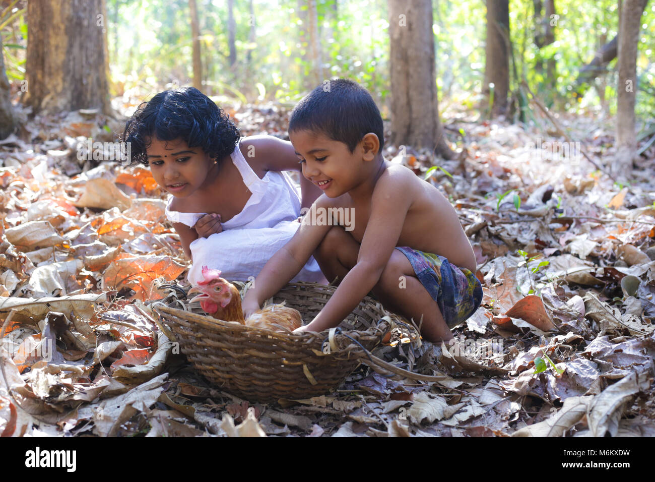 Kerala village enfance Banque D'Images