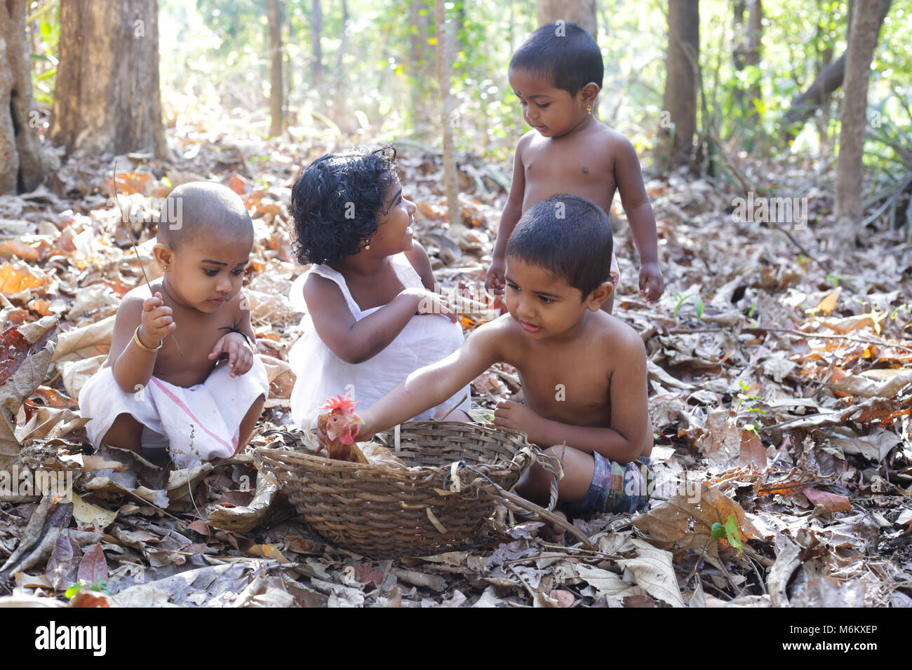 Kerala village enfance Banque D'Images