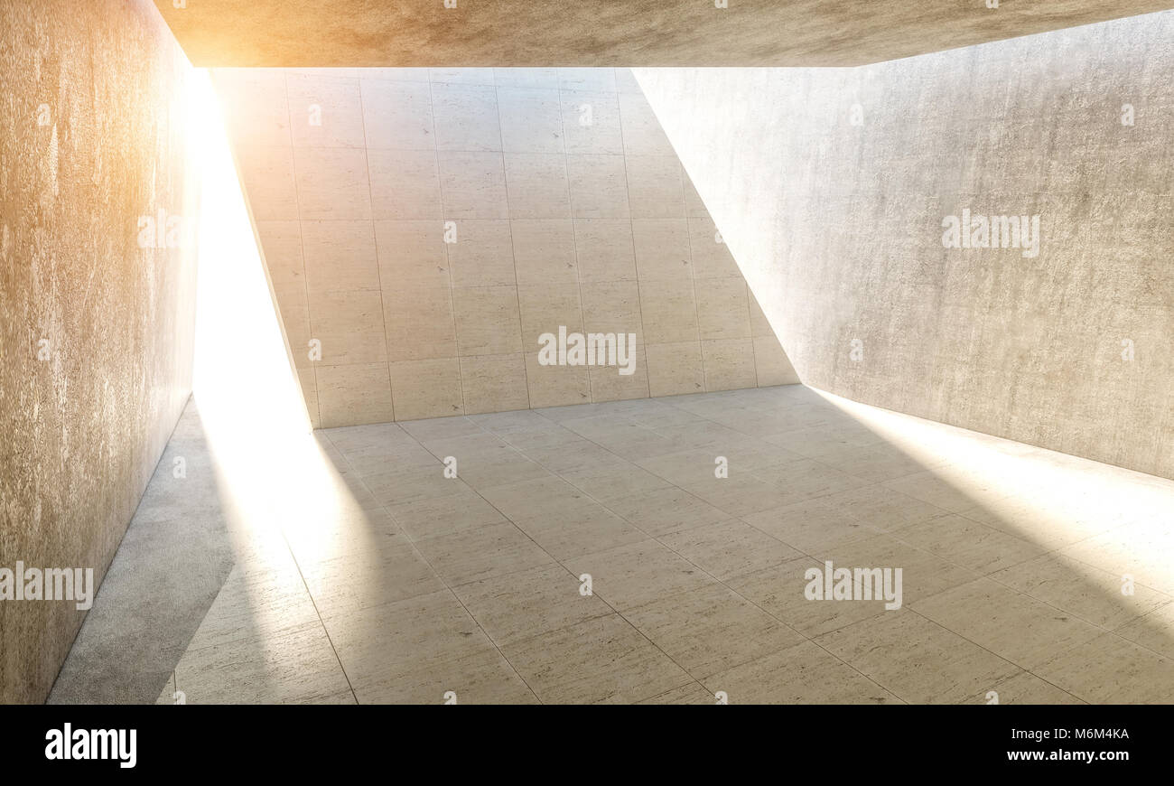 La lumière des bougies et la construction abstraite moderne en béton de l'image de rendu 3D Banque D'Images