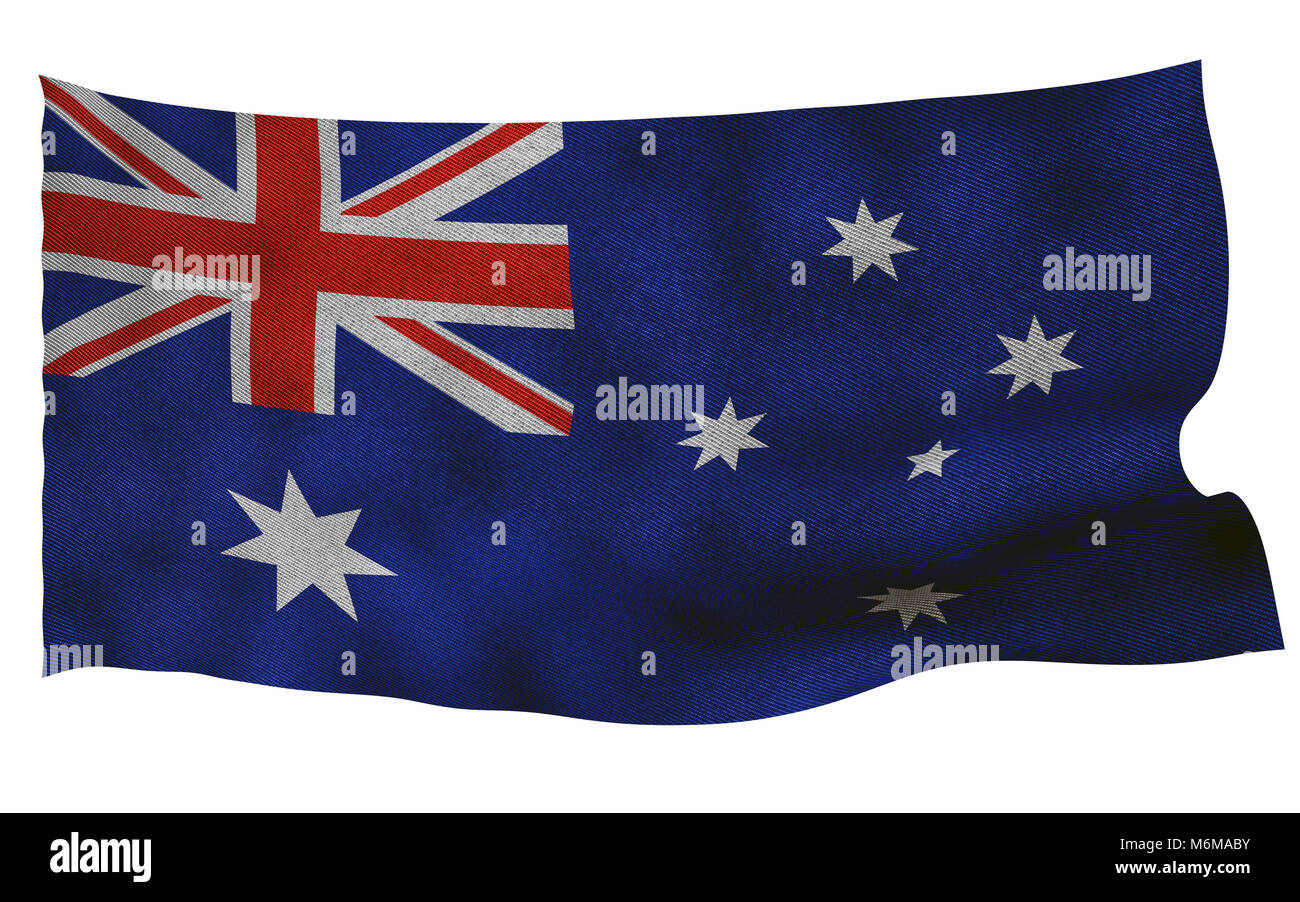 Drapeau australien avec un tissu de texture. 3D remder. Banque D'Images