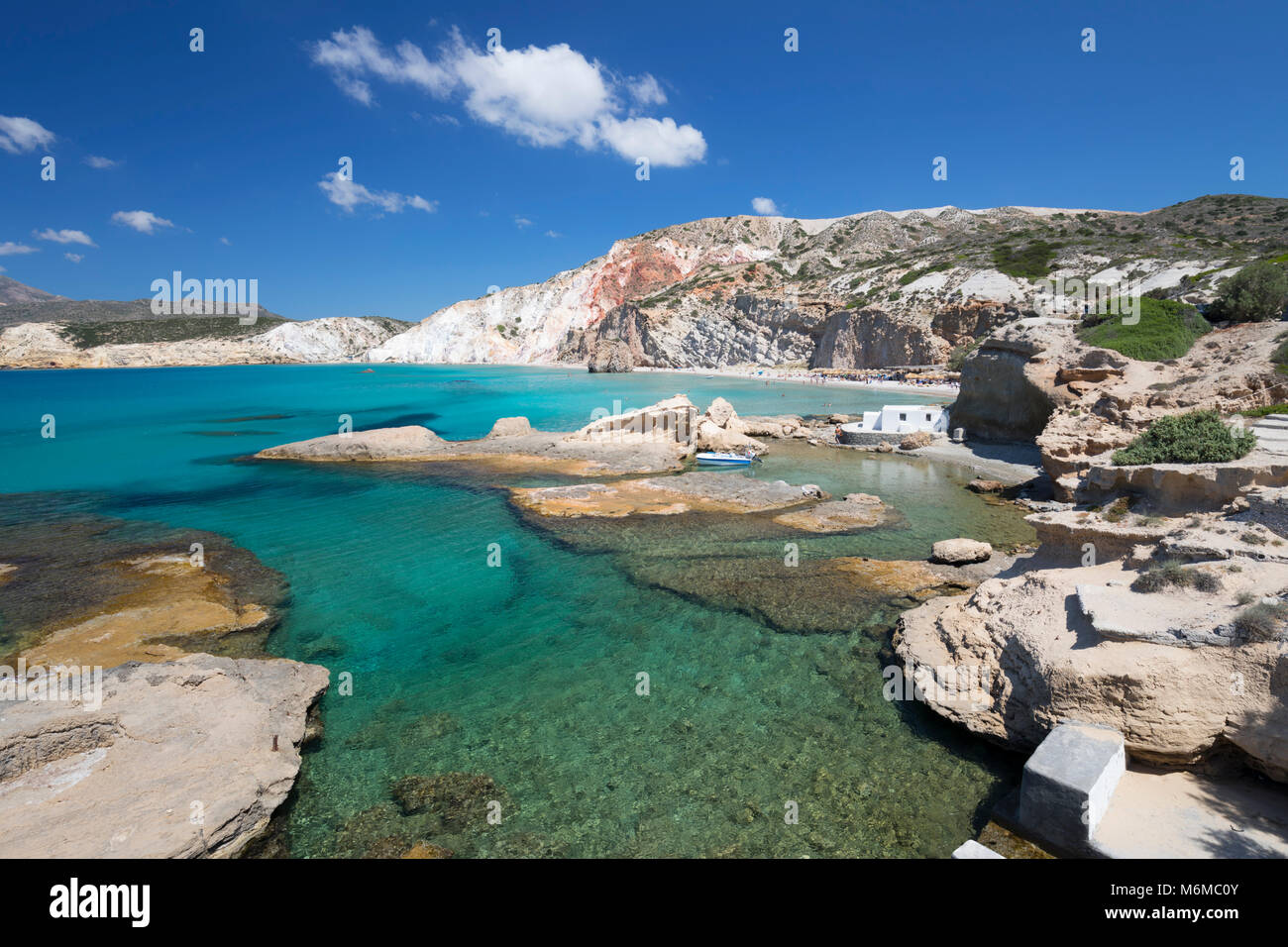 Firiplaka Milos, Cyclades, plage, sur la mer Egée, les îles grecques, Grèce, Europe Banque D'Images