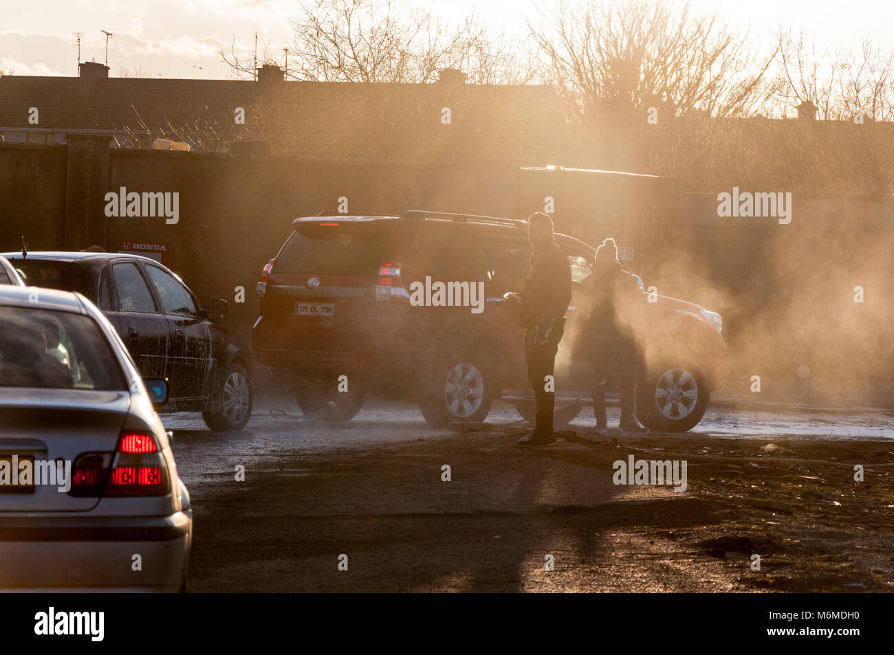 Pop up main lavage de voiture lavage manuel à Letterkenny, comté de Donegal, Irlande Banque D'Images