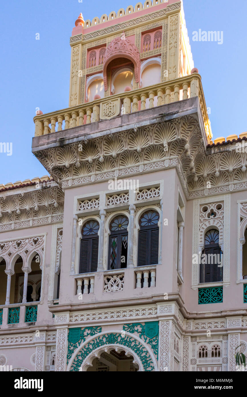 Riche façade de l'hôtel Palacio de Valle, Cienfuegos, Cuba Banque D'Images