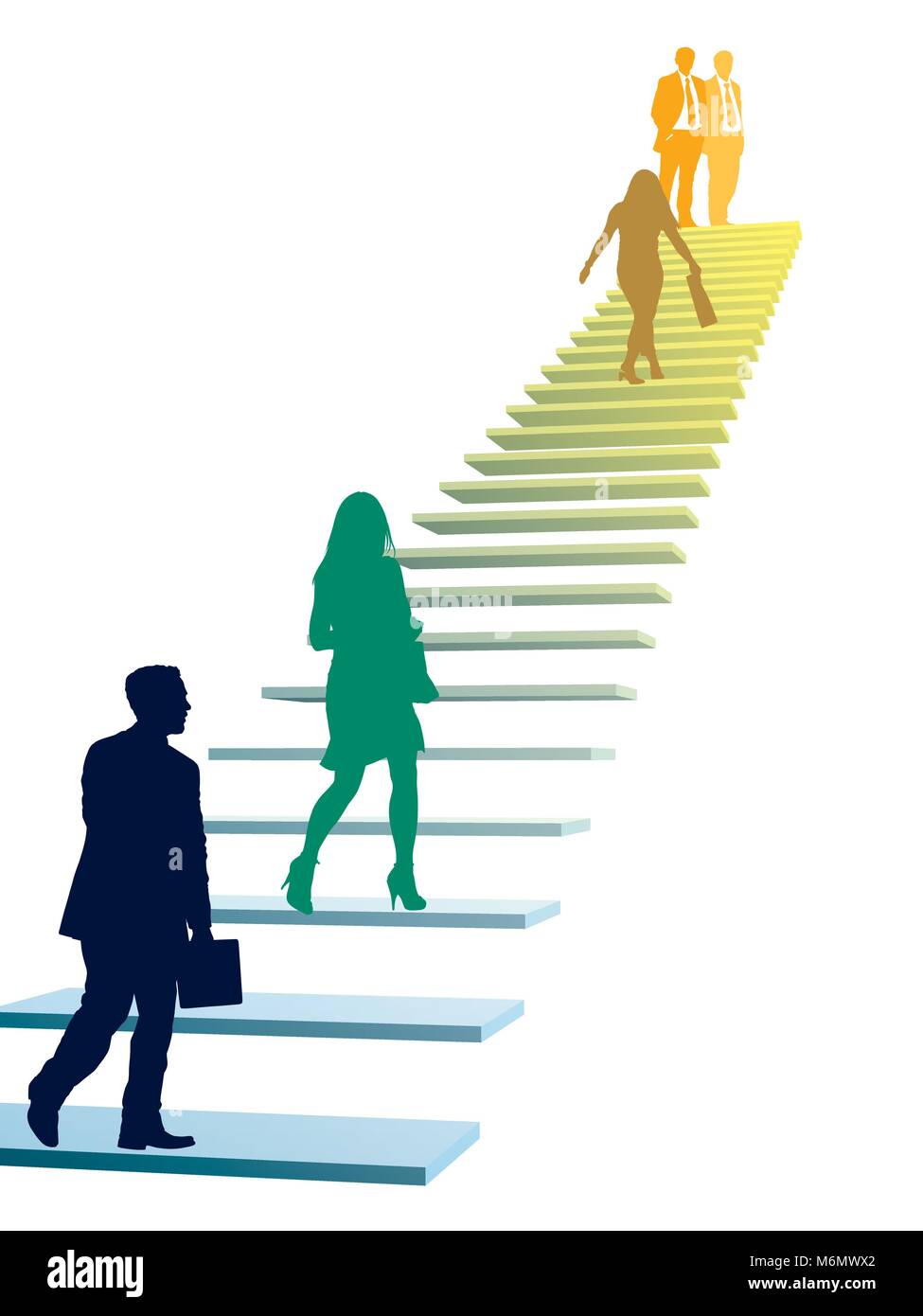 D'affaires à la hâte. Les personnes réussies font monter les escaliers, une course de rat. Illustration de Vecteur