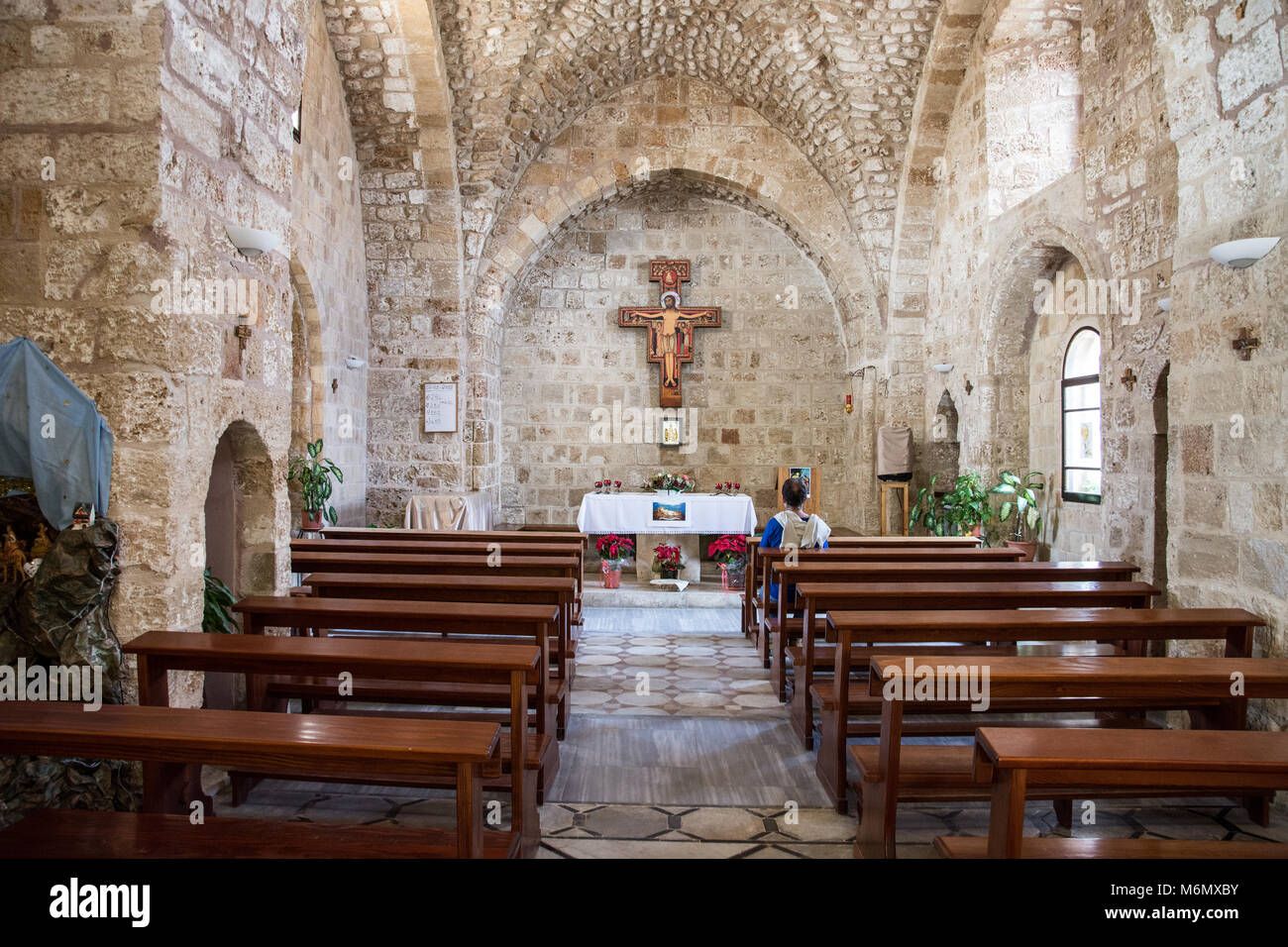 Intérieur de l'église de Saint John à Akko (Acre), Israël Banque D'Images