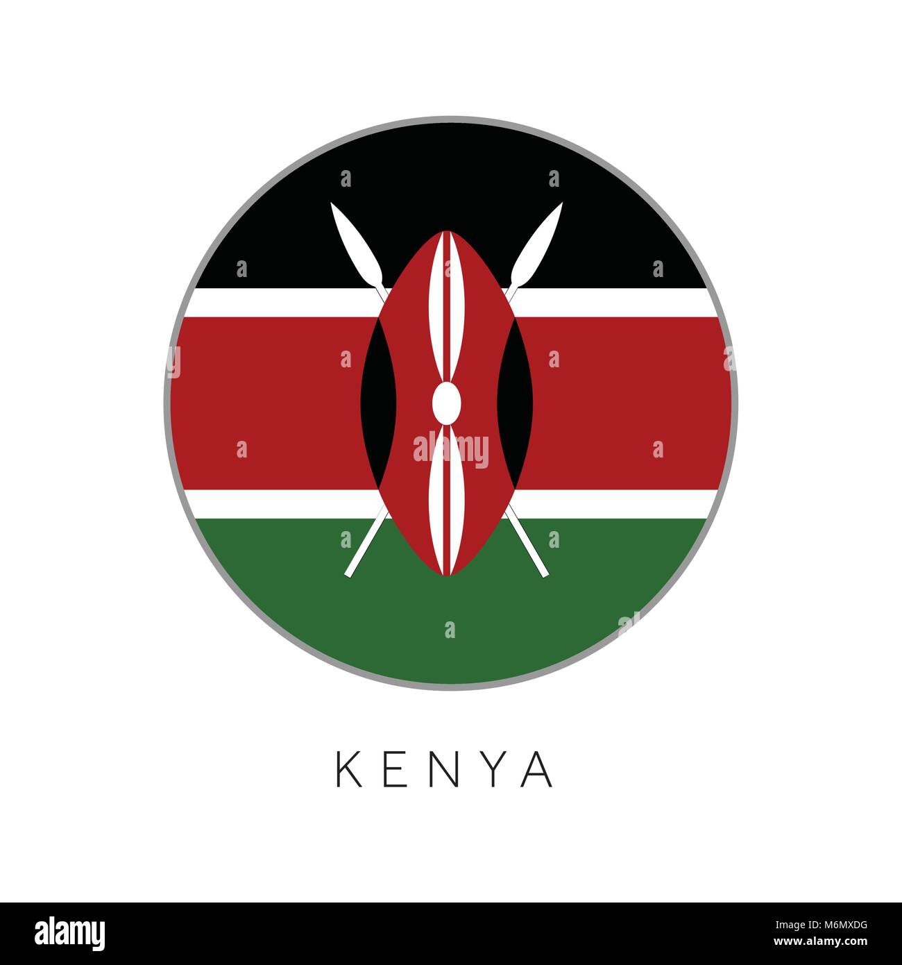 Drapeau Kenya cercle rond icône vecteur Illustration de Vecteur