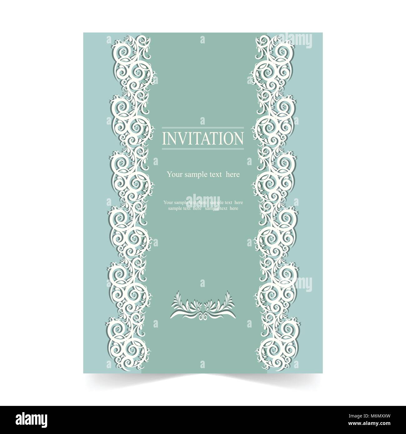 Carte d'invitation, carte de vœux, carte de mariage avec plantes ornementales sur fond vert Illustration de Vecteur