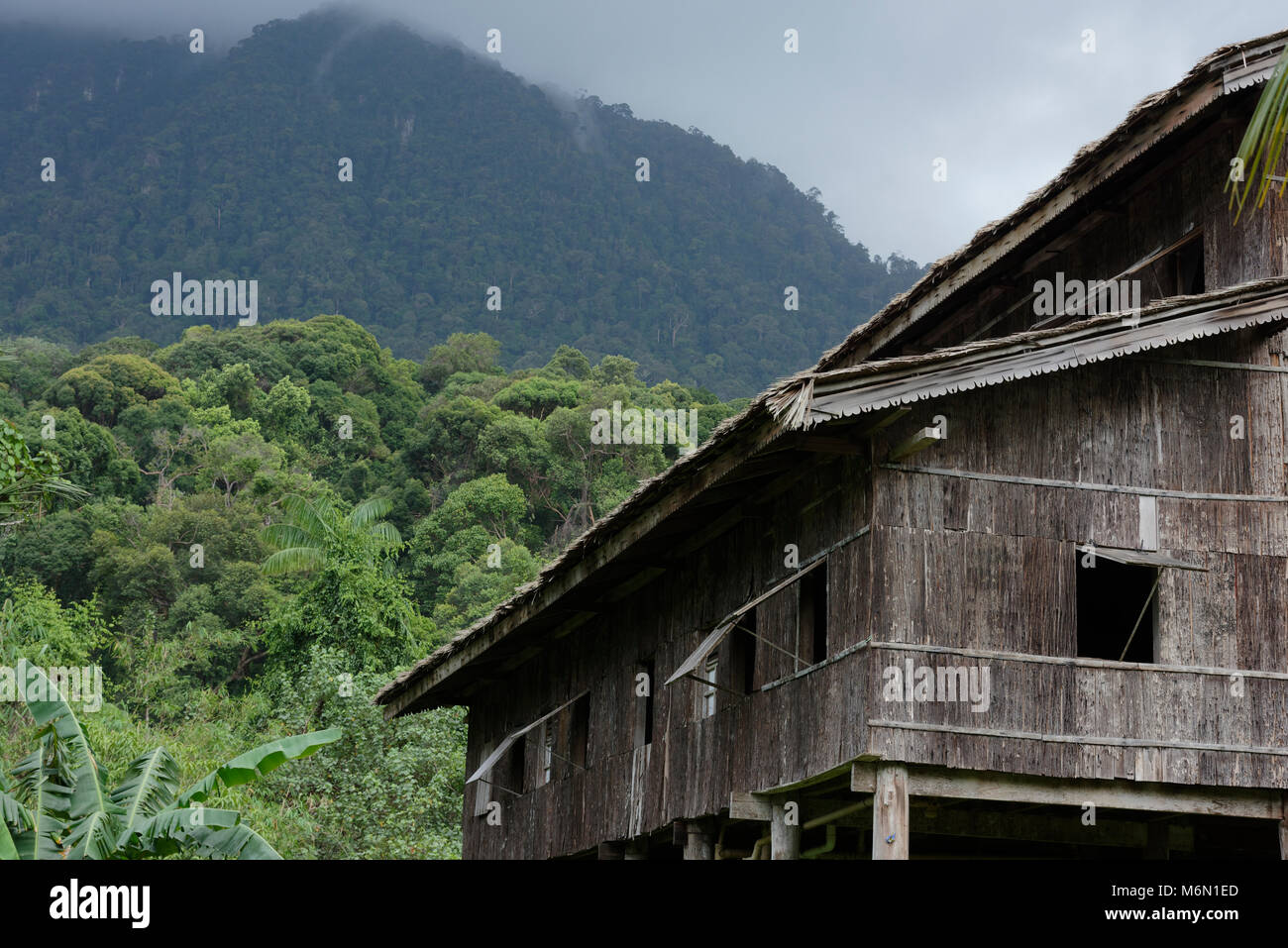 Melanau Tall house, Village Culturel de Sarawak Kuching, Malaisie, Banque D'Images