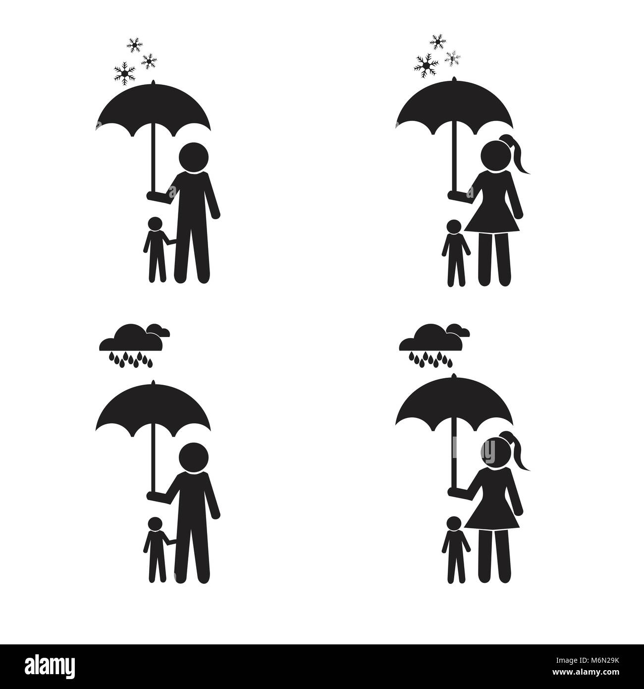 Personne holding umbrella et de l'enfant définir vector illustration Illustration de Vecteur