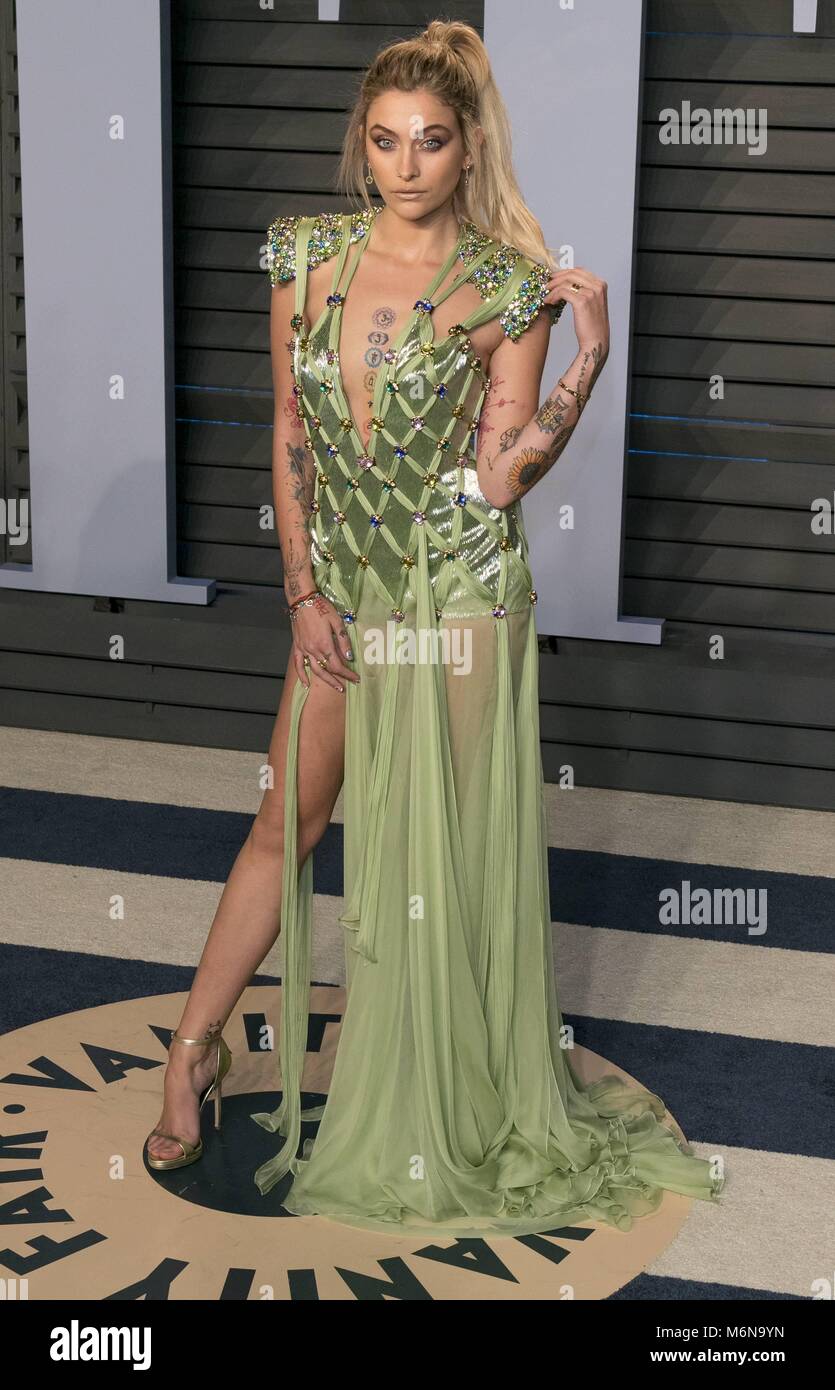 Paris Jackson assiste à la Vanity Fair Oscar Party à Wallis Annenberg Center for the Performing Arts à Beverly Hills, Los Angeles, USA, le 04 mars 2018. Dans le monde d'utilisation | Banque D'Images