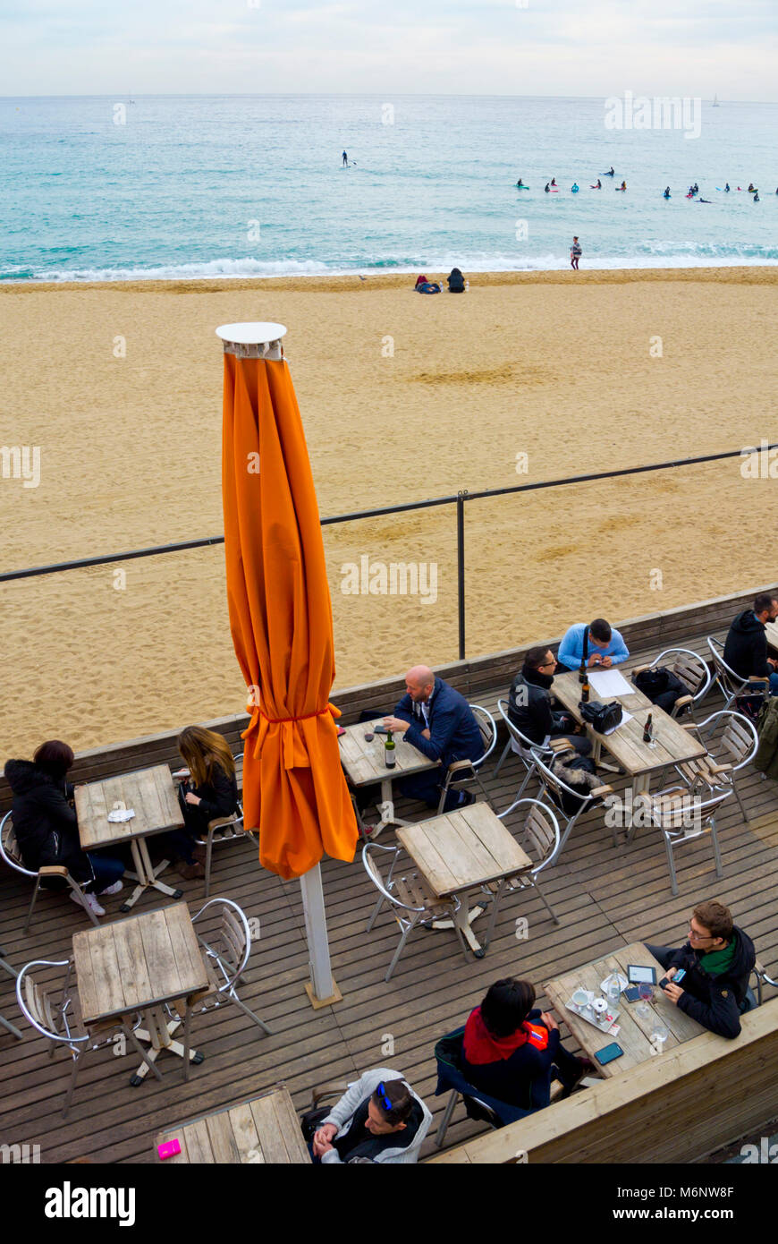 Restaurant de la BEAC, Platja de la Barceloneta, Port Olympique, Barcelone, Catalogne, Espagne Banque D'Images