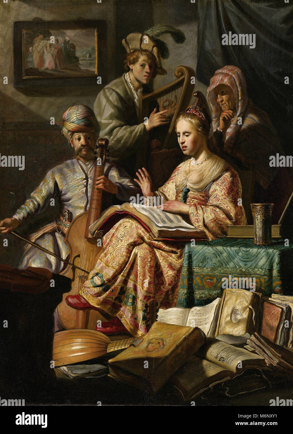 Rembrandt Harmenszoon van Rijn - Société de musique allégorique Banque D'Images