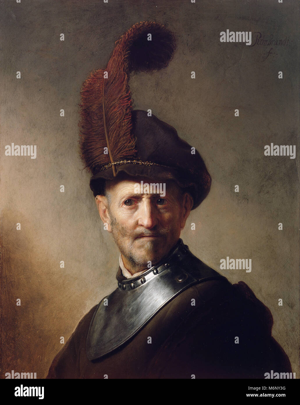 Rembrandt Harmenszoon van Rijn - Un vieil homme en costume militaire Banque D'Images