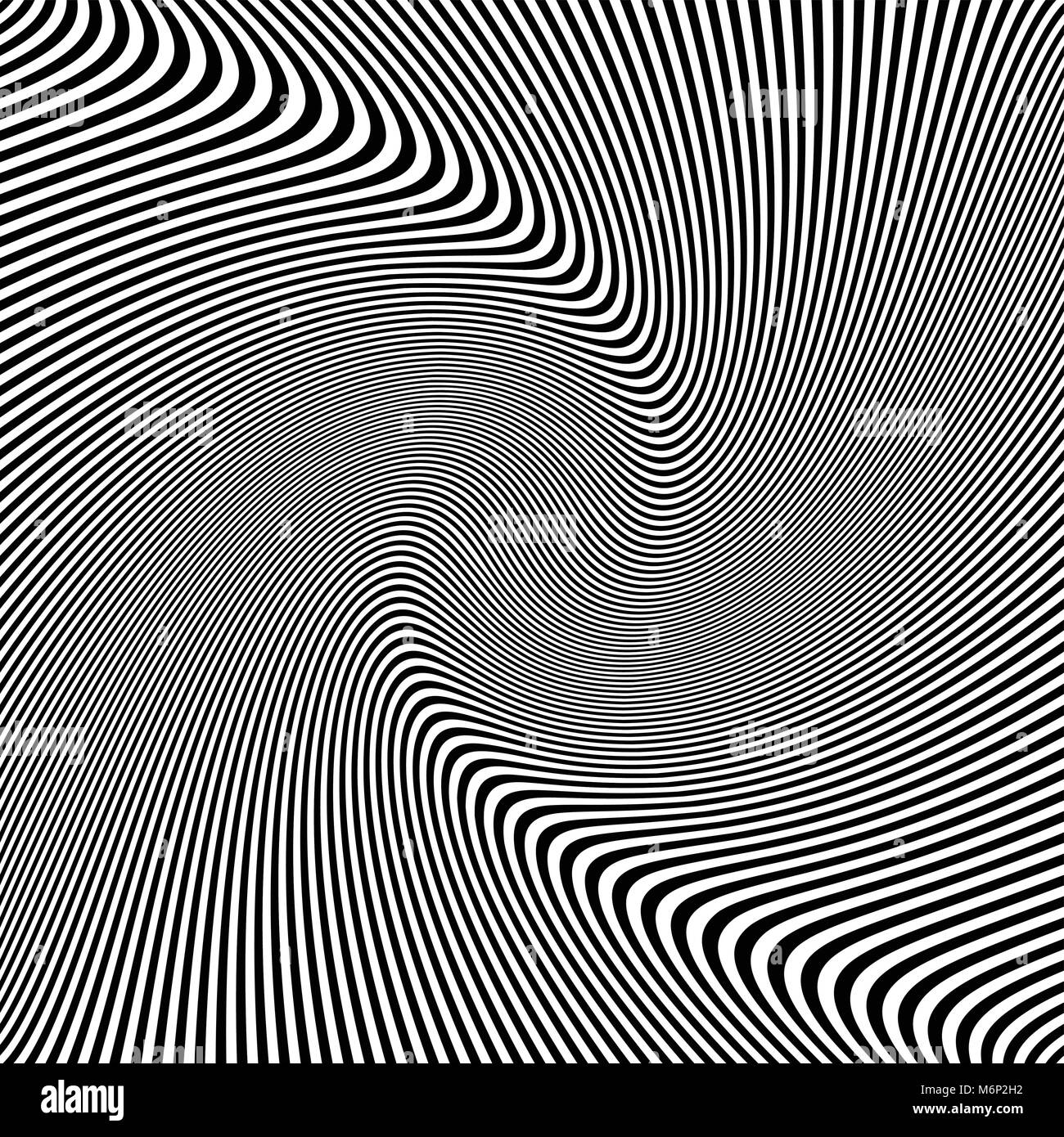 Vagues abstract art optique noir et blanc fond ondulé à rayures, texture zébrée Illustration de Vecteur