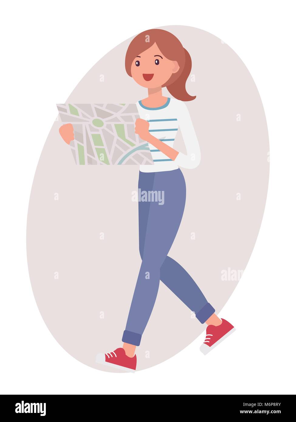 Cartoon character design look féminin carte pour trouver le chemin Illustration de Vecteur