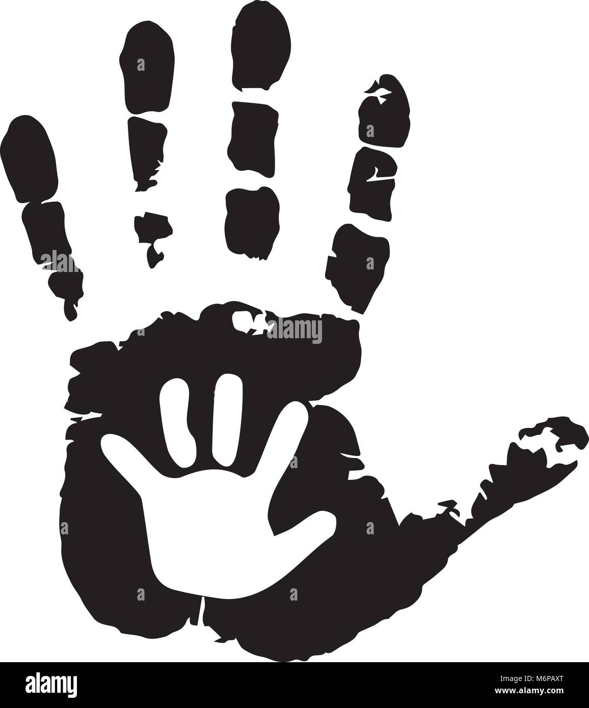 Le Noir Et Blanc Silhouette De Main De Bebe Et Adultes Sur Blanc Mere Ou Pere Et Enfant Handprint Paume De L Homme Et Bebe Illustration Sociale Idee De T Image Vectorielle Stock