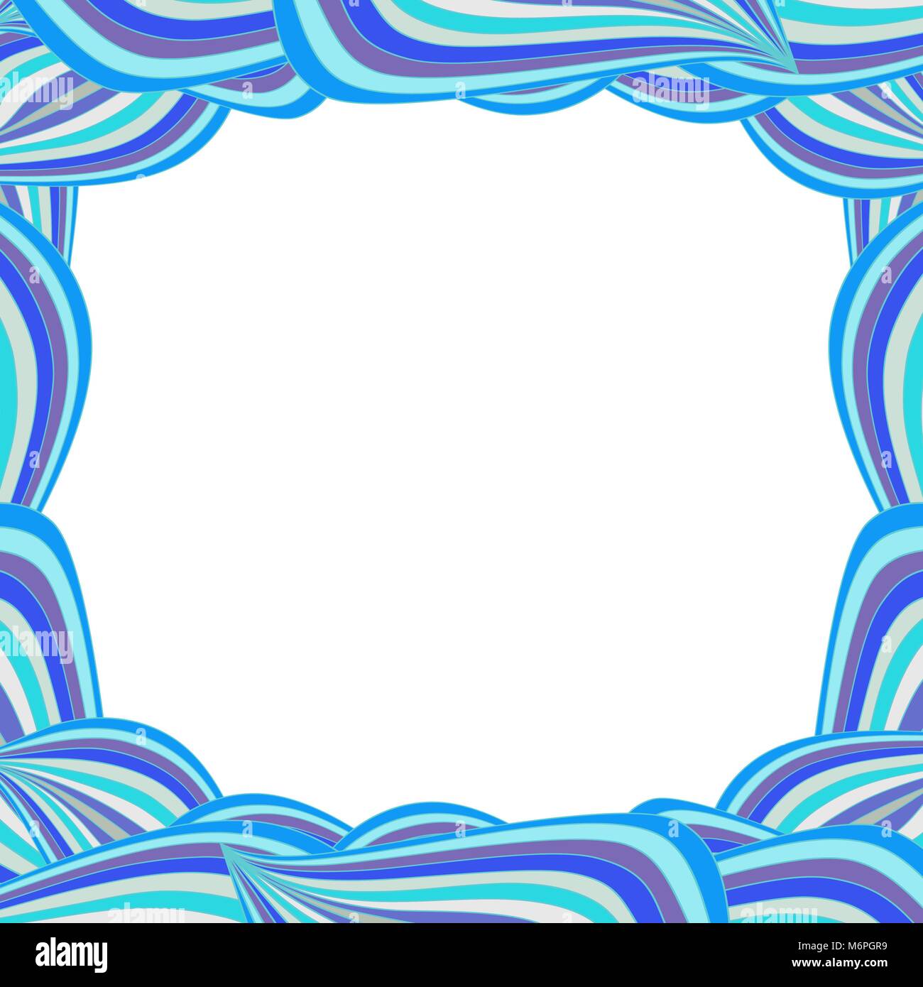 Modèle dynamique mignon avec curly bleu lignes et de l'espace pour le texte. Le modèle vectoriel, le cadre, la frontière. Illustration de Vecteur