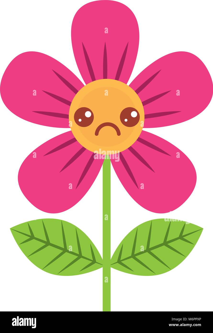 Belle fleur triste kawaii cartoon vector illustration Illustration de Vecteur