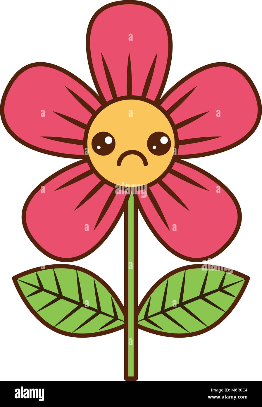 Belle fleur triste kawaii cartoon vector illustration Illustration de Vecteur