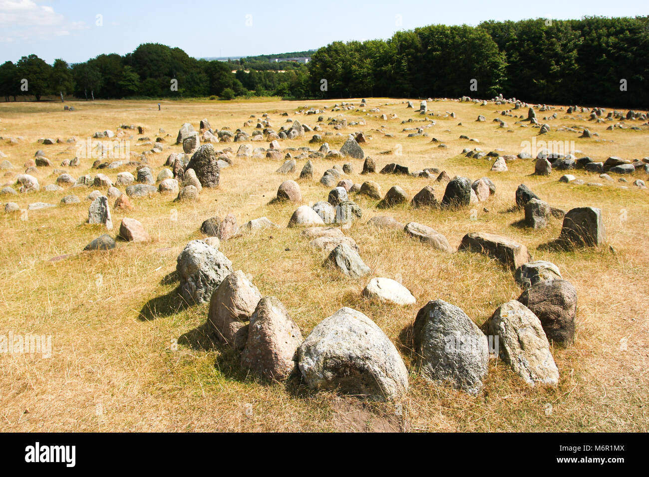 Une photo de la sépulture Viking Lindholm Høje au Danemark près de Aalborg. Banque D'Images