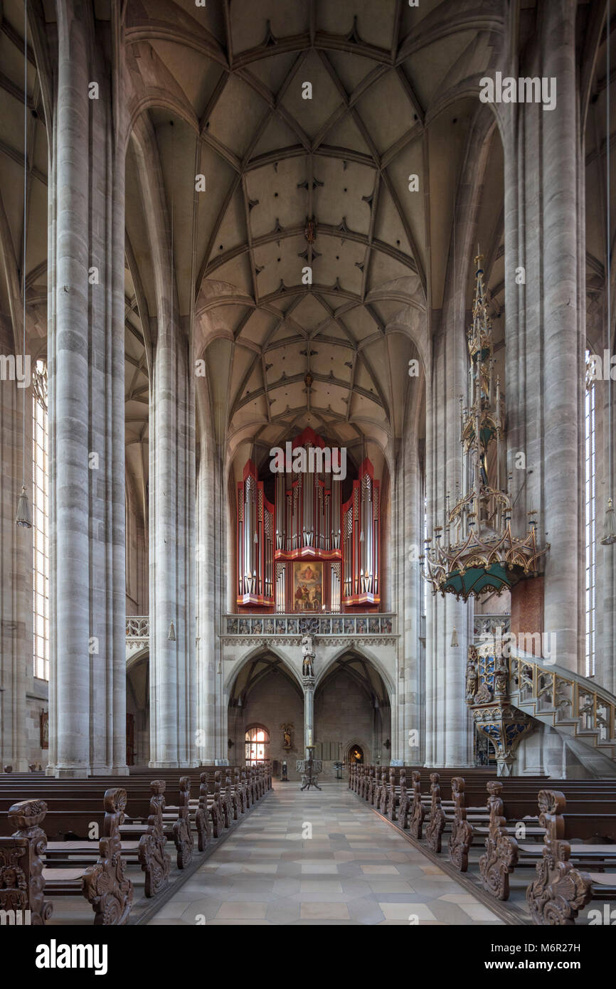 St George's Minster église-halle gothique, Dinkelsbühl, Franconia, Bavaria, Germany Banque D'Images