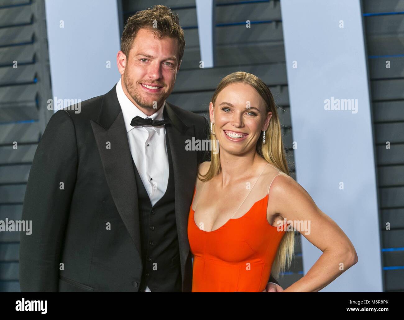 Los Angeles, USA. 08Th Mar, 2018. David Lee et Caroline Wozniacki assister à la Vanity Fair Oscar Party à Wallis Annenberg Center for the Performing Arts à Beverly Hills, Los Angeles, USA, le 04 mars 2018. | Verwendung weltweit Credit : dpa/Alamy Live News Banque D'Images