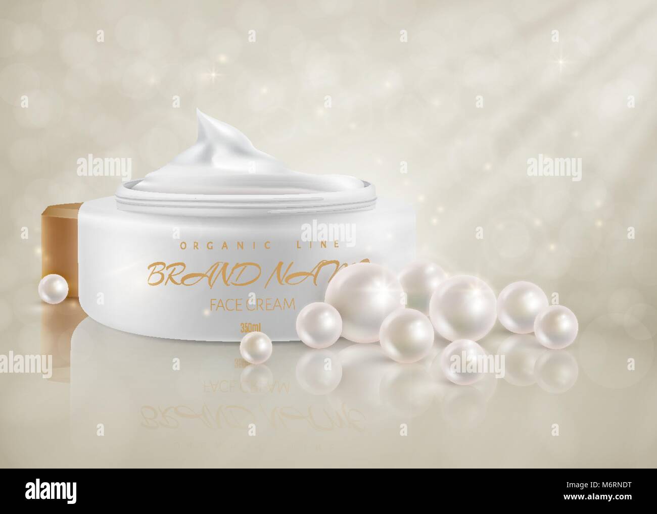 VIP Premium ads, cosmétique bio de luxe crème visage à la vente. Illustration de Vecteur